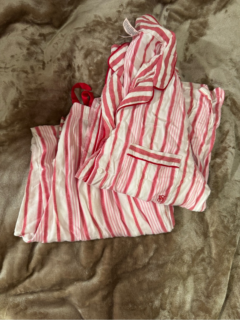 Victoria's Secret Pink & White Striped Kids Pajama Set with Pocket